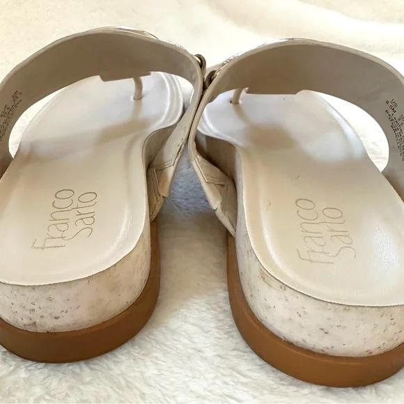 Franco Sarto Tan Sandals with Silver Chain Details Size 6.5 - Picture 7 of 8